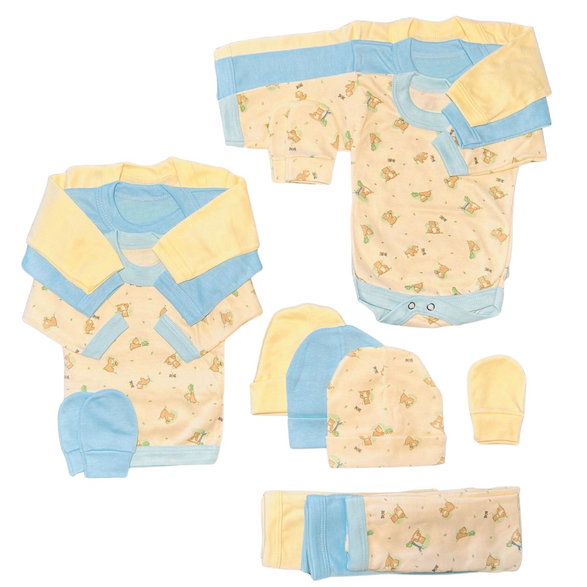 BABY - Triple Ajuar 0 a 3 Meses - 15 Piezas - 3 colores - Algodón para Bebé