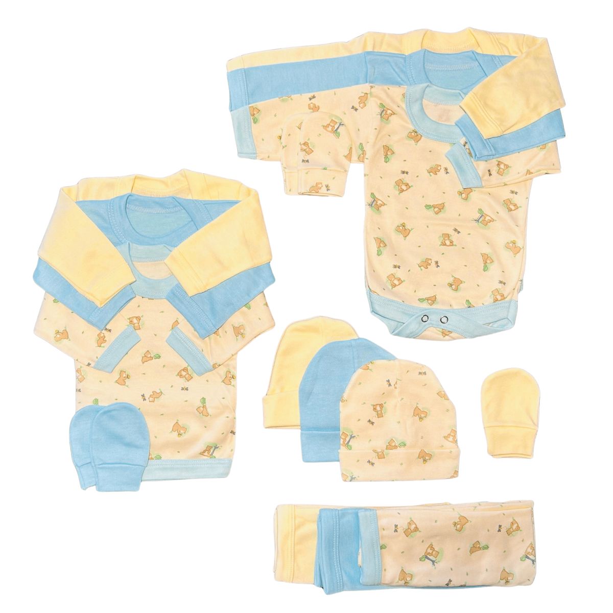 BABY - Triple Ajuar 0 a 3 Meses - 15 Piezas - 3 colores - Algodón para Bebé