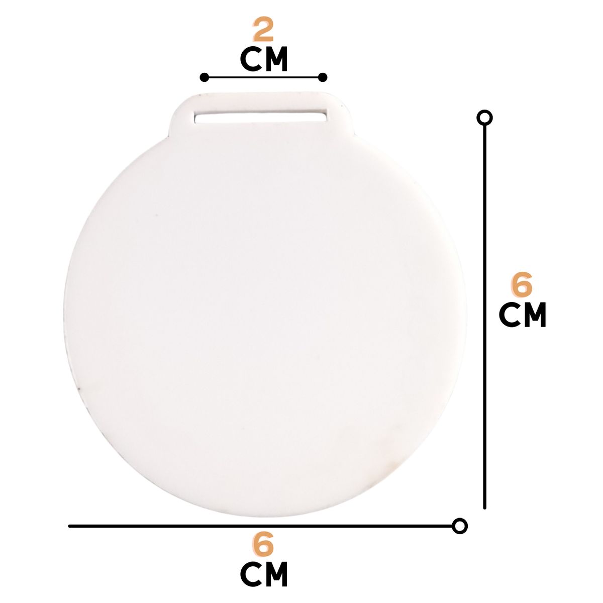 GENERICO - 6cm - Medallas Acrílico Blanco Sublimable 50un