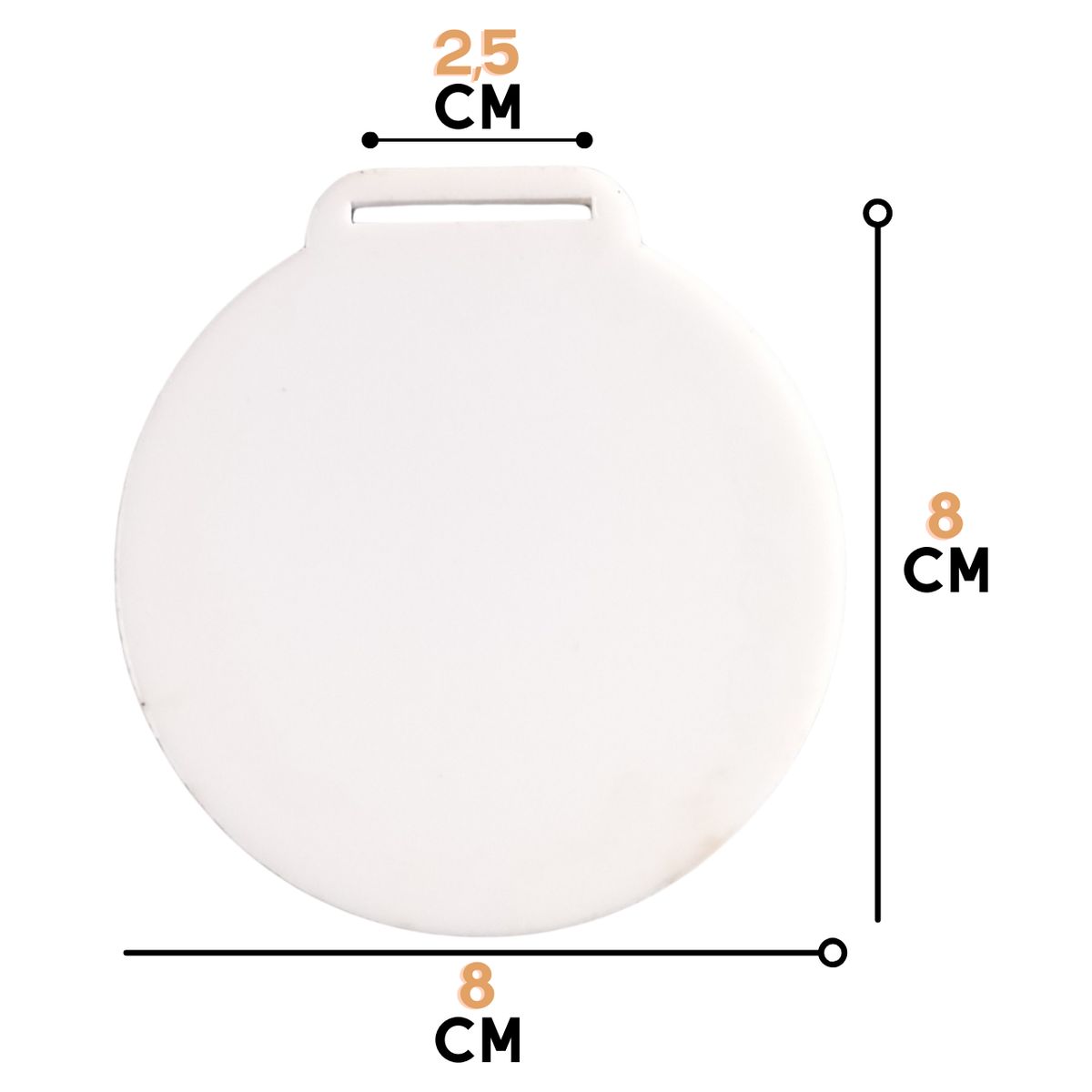 GENERICO - 8cm - Medallas Acrílico Blanco Sublimable 50un