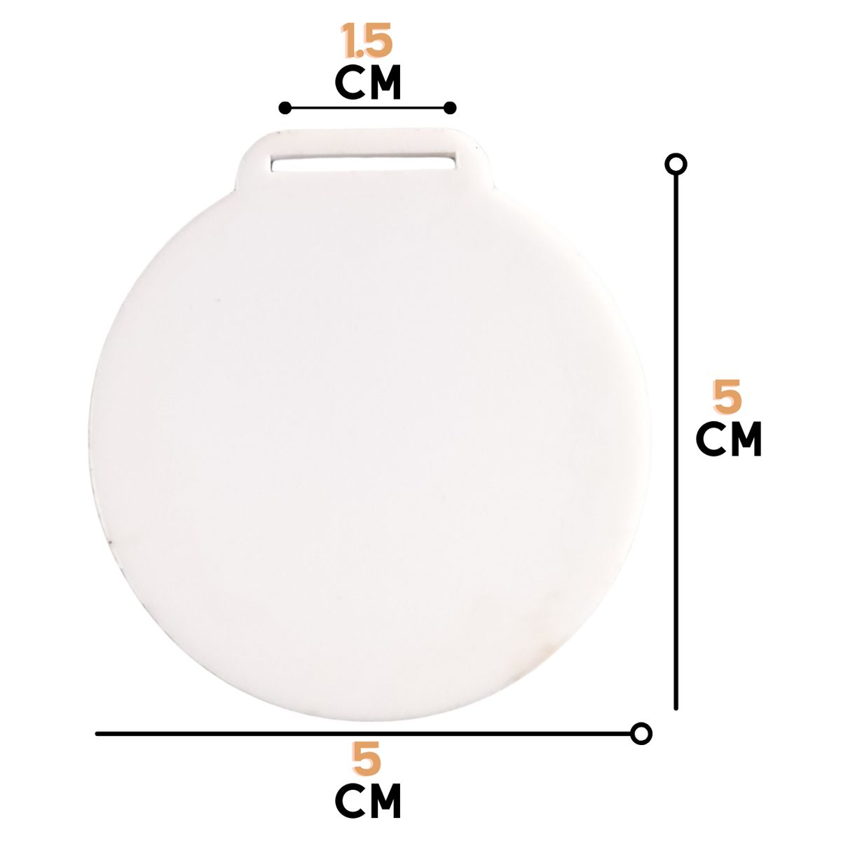 GENERICO - 100u - Medallas Acrílico Blanco Sublimable - 5cm