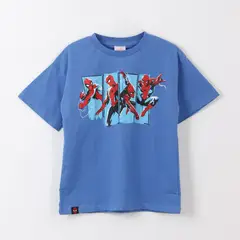 MARVEL - Polera Manga Corta Niño Azul Saltando Spiderman