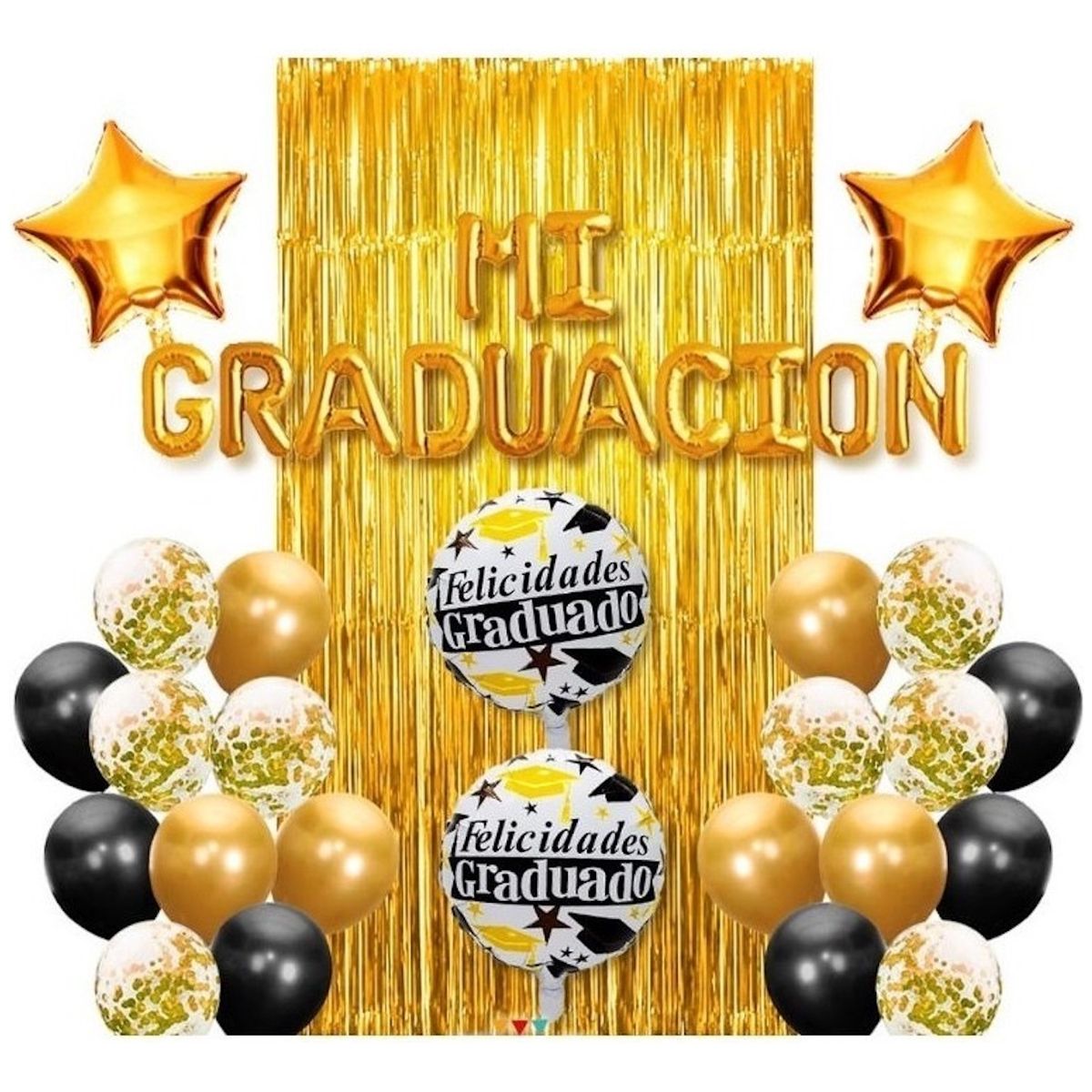 GENERICO - Set Cortina Globo Mi Graduacion Dorado
