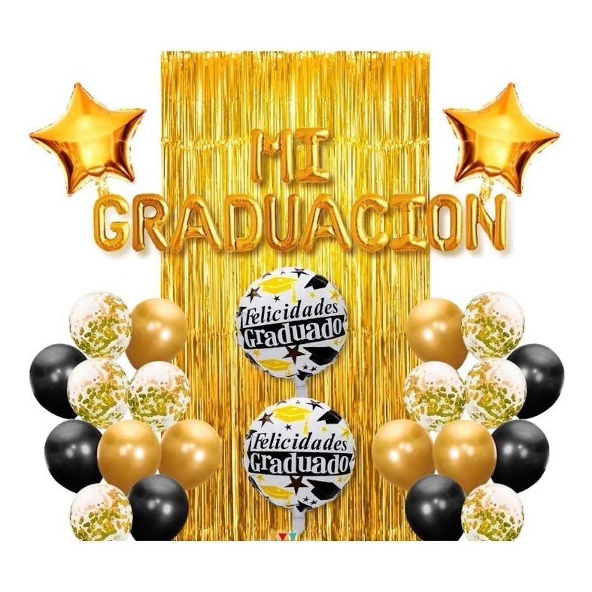GENERICO - Set Cortina Globo Mi Graduacion Dorado