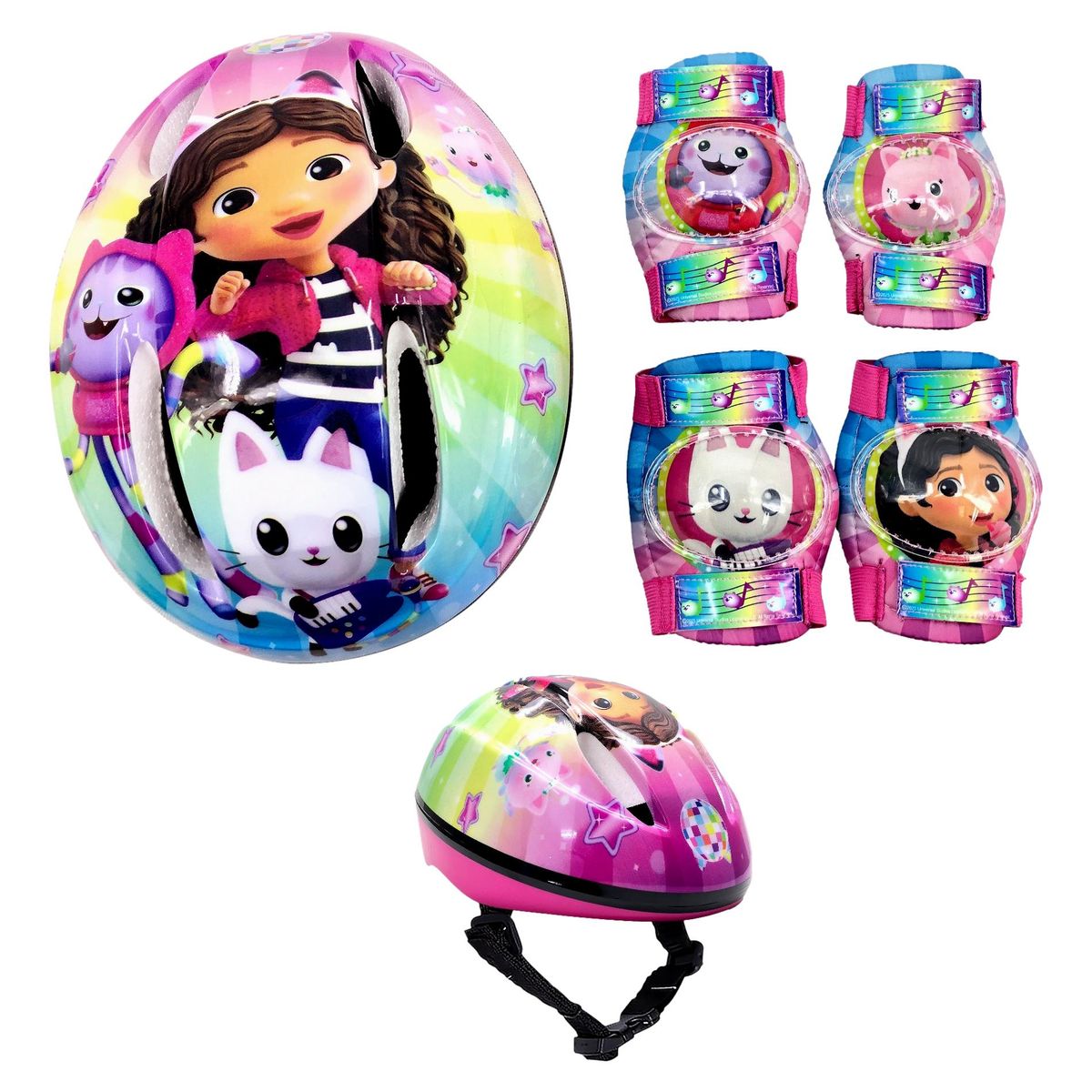 GABBYS DOLLHOUSE - Casco Niña mas Rodillera y Codera Gabby Dollhouse