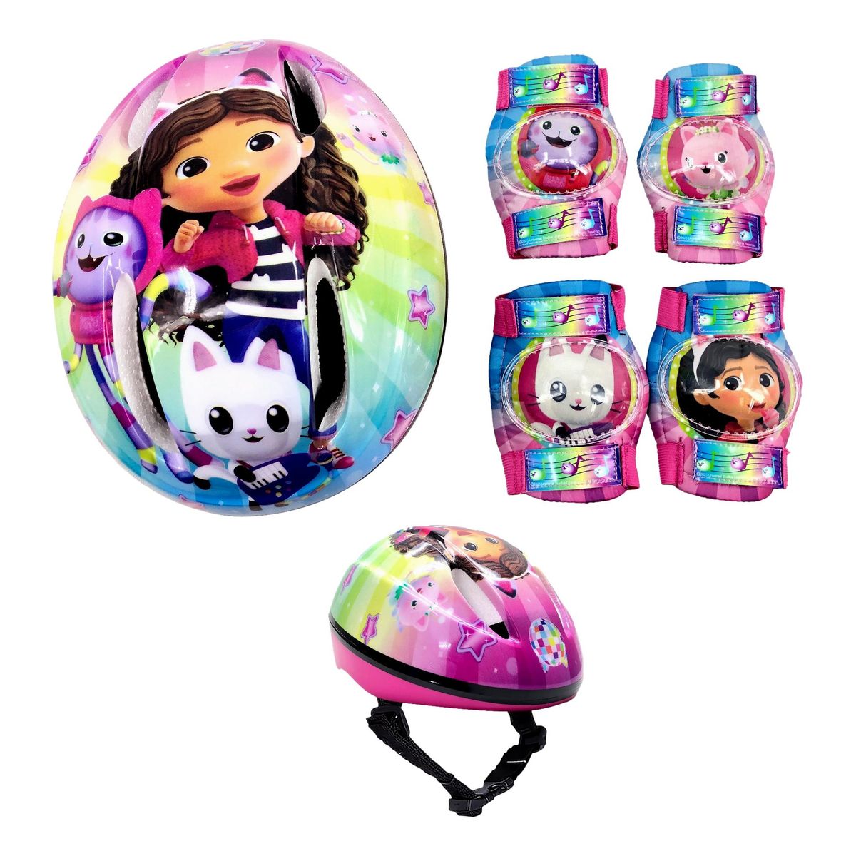 GABBYS DOLLHOUSE - Casco Niña mas Rodillera y Codera Gabby Dollhouse