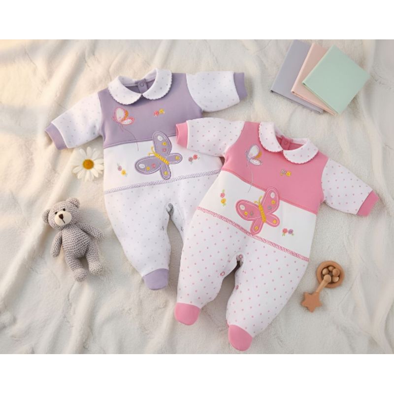 ENCANTO - Pack 2 Enteritos Bebé Niña 0-3 Meses Algodón Suave Mariposa