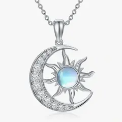 VOUSEZ - Collar plata 925 sol piedra luna mujer joya