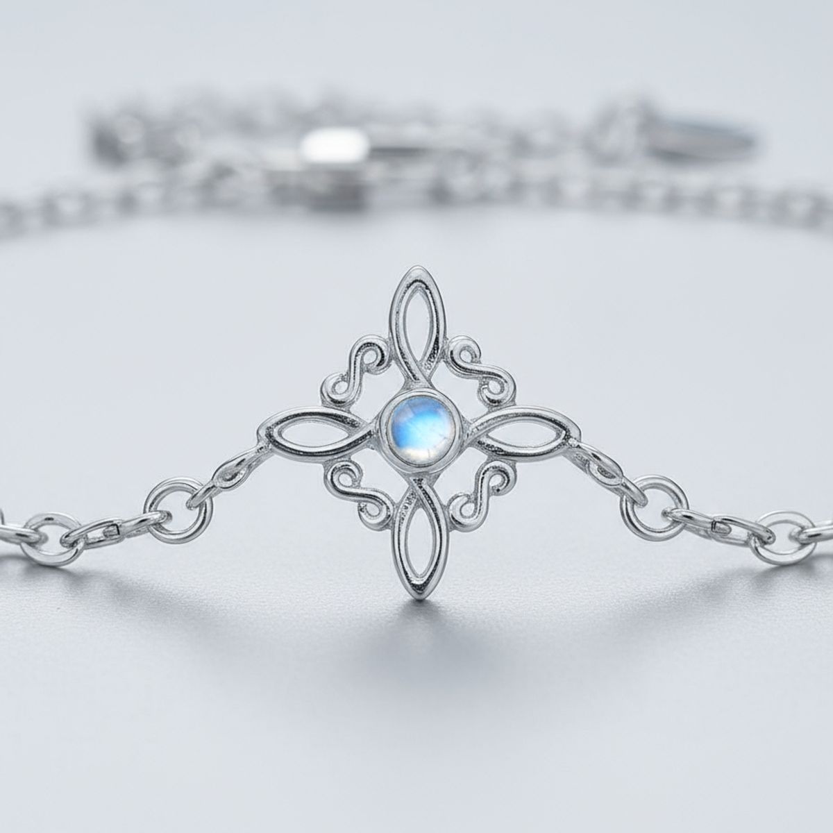 VOUSEZ - Pulsera plata 925 nudo de bruja piedra luna