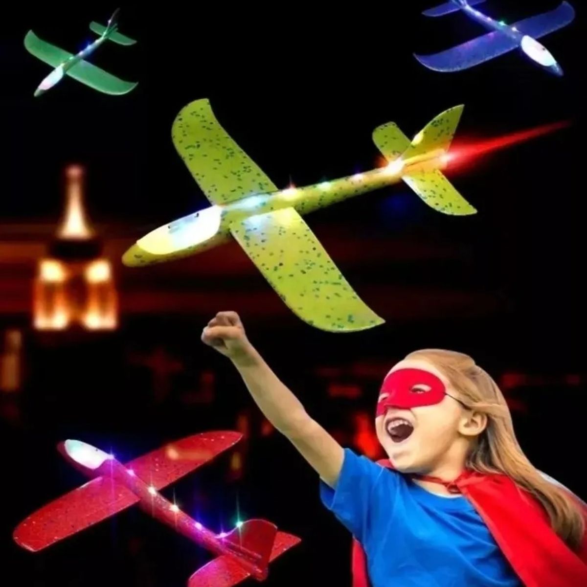 NO LOGO - Pack 3 Avión Planeador De Plumavit Led