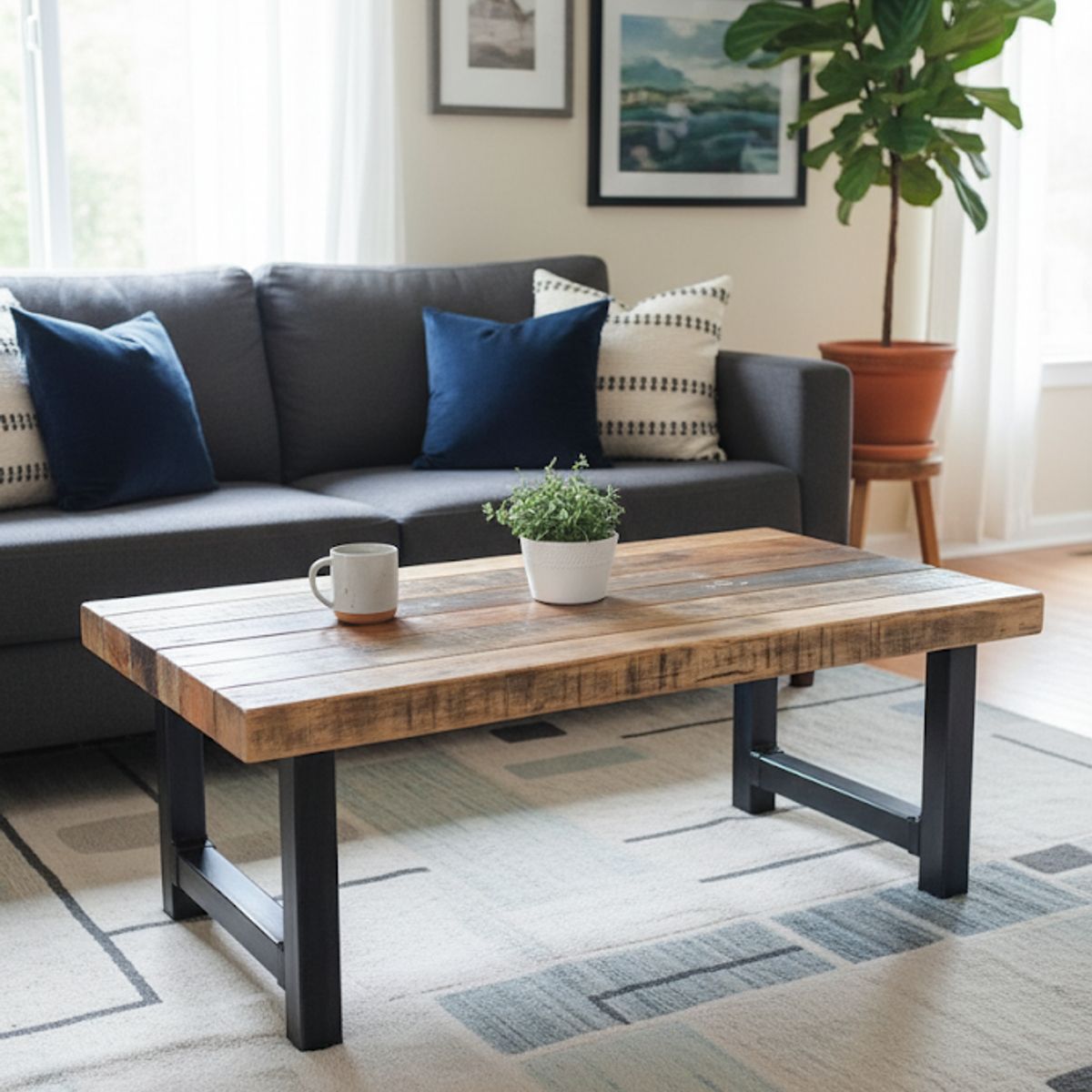 GENERICO - Mesa De Centro Letonia - 120 X 60 Cm Marrón