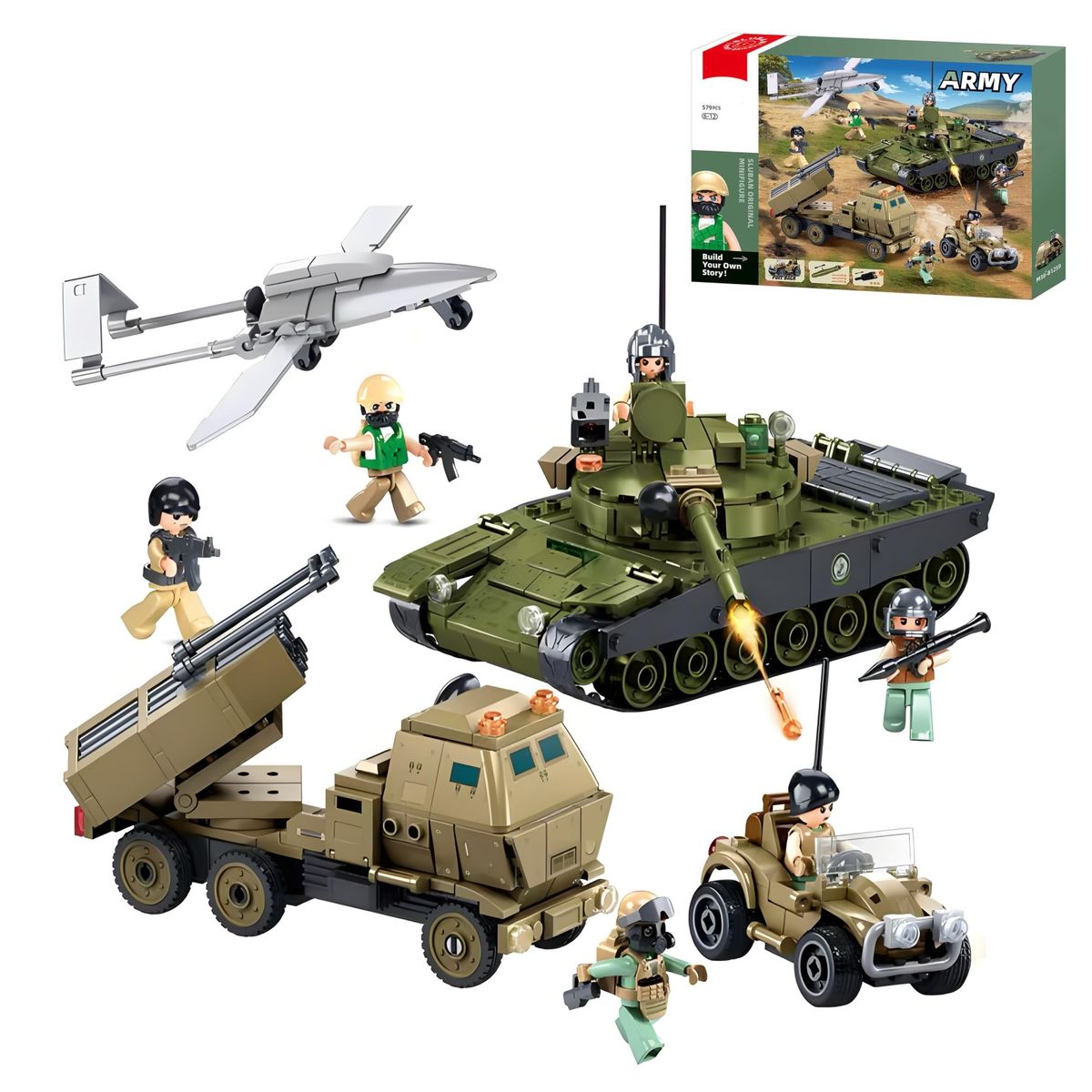 AZULAMAR - Juguete Bloques De Tanques Militar Coche Blindado Kit Regalo