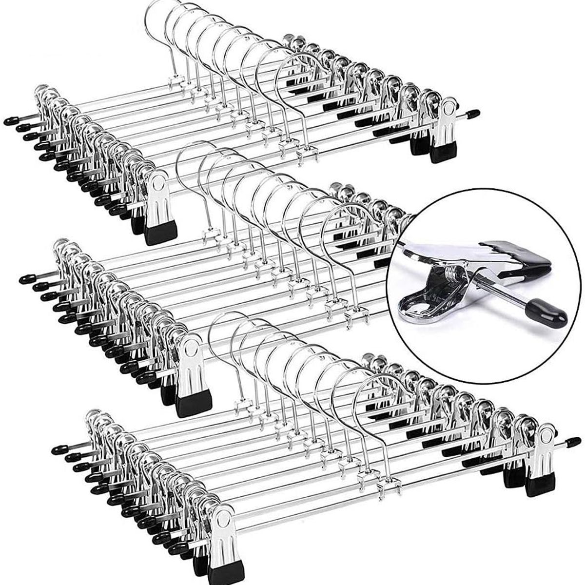 KUANGYE - Pack 30 Colgadores Ganchos Metalicos Con Pinza Para Jeans