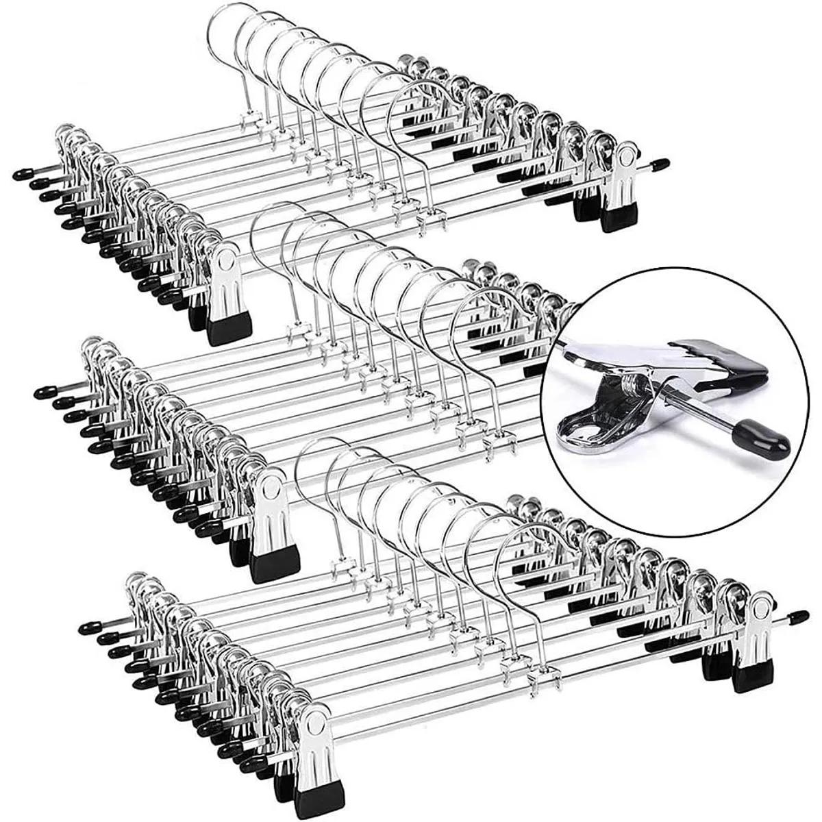 KUANGYE - Pack 30 Colgadores Ganchos Metalicos Con Pinza Para Jeans