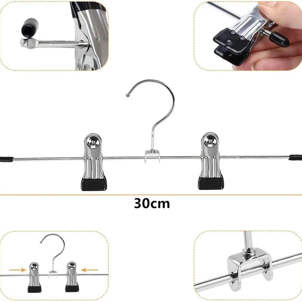 KUANGYE - Pack 30 Colgadores Ganchos Metalicos Con Pinza Para Jeans