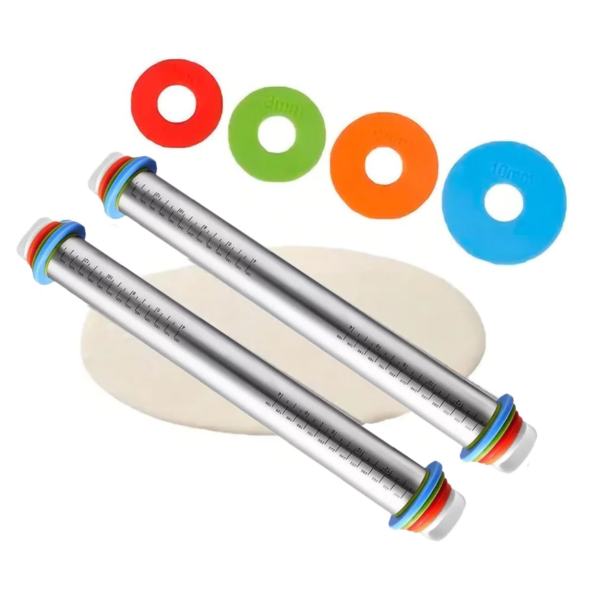 GENERICO - 2 Piezas Rodillo Con Anillos De Grosor Ajustable Para Hornear