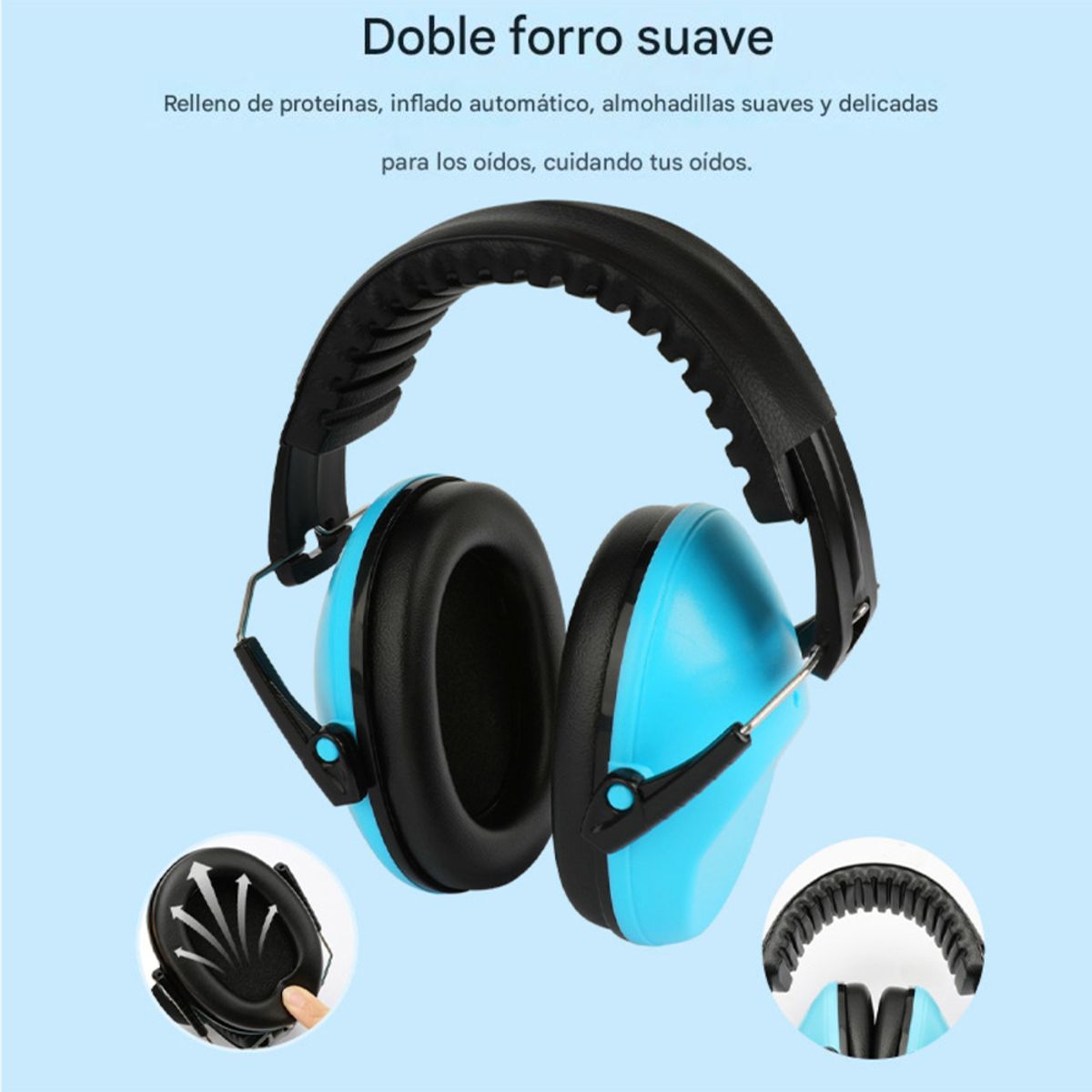 KINDA NICE - Orejeras Antirruido Con Diadema Para Dormir Azul