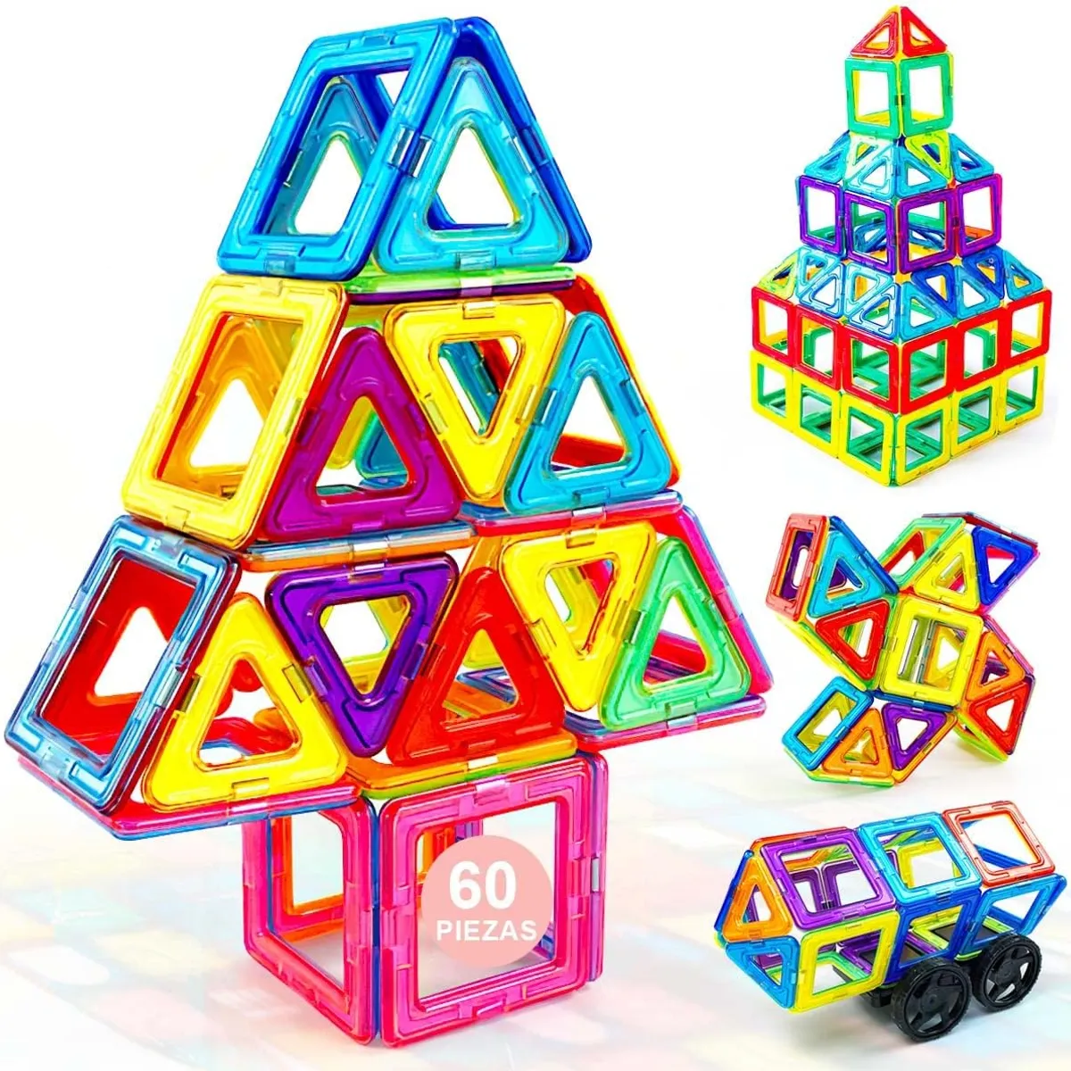 KUANGYE - Bloques Magneticos Construcción Juguetes Ninos Regalos 60pcs