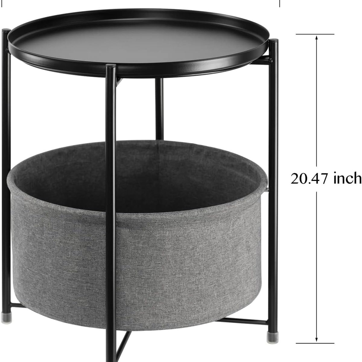 YOMYM - Round Side Table with Fabric Storage Basket