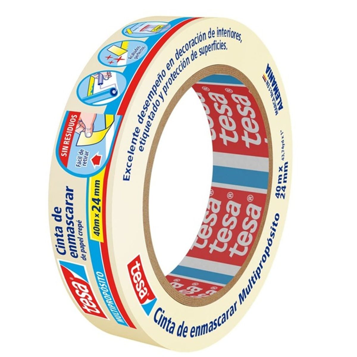 TESA - Cinta de enmascarar Multipropósito 40 mm x 24 m