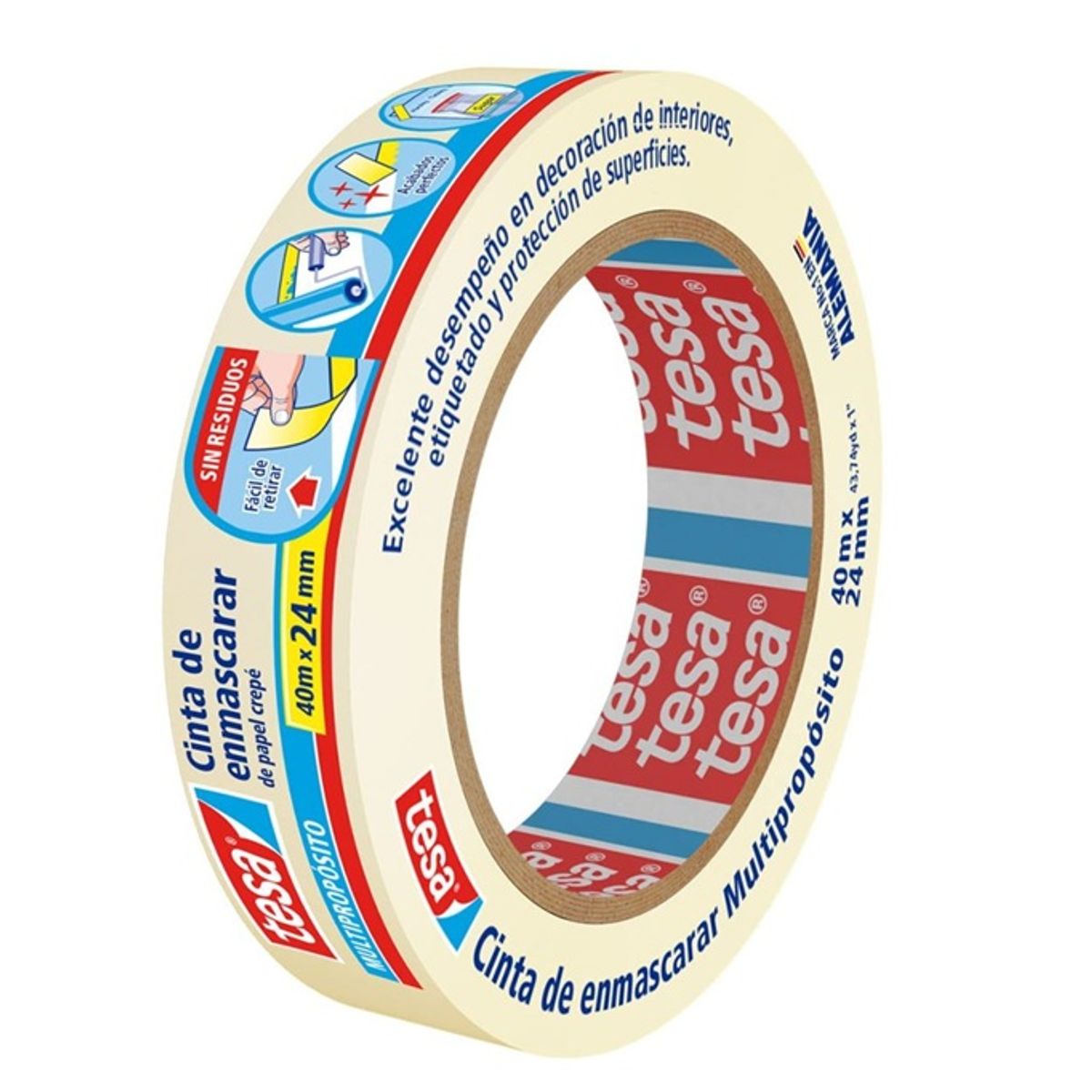TESA - Cinta de enmascarar Multipropósito 40 mm x 24 m