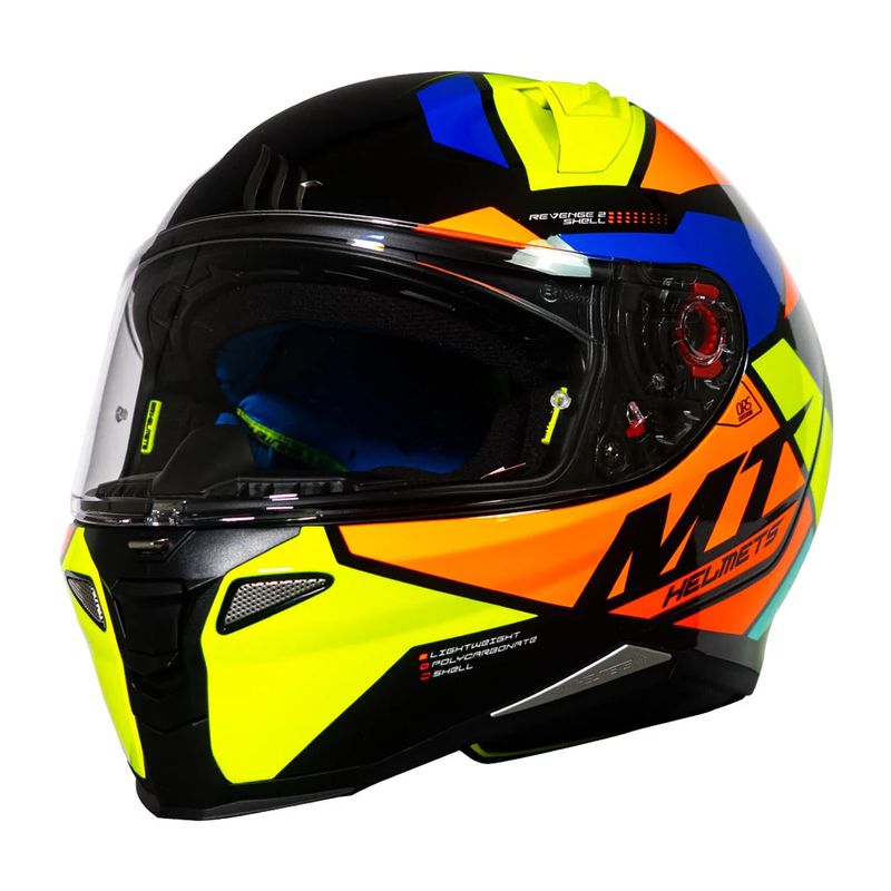 MT - Casco Para Moto MT Revenge 2 Scalpel Amarillo Fluor Brillo