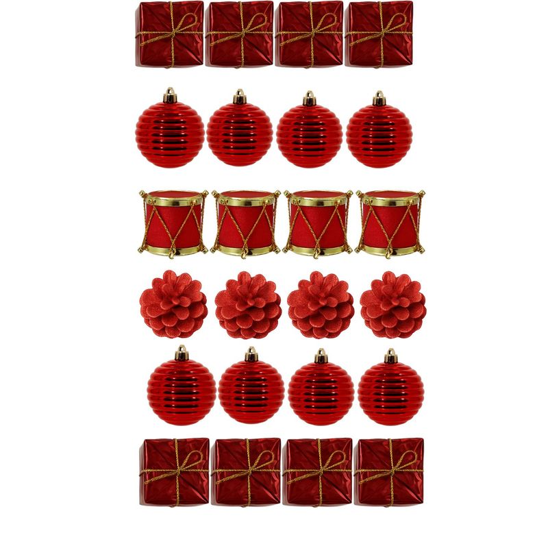 GENERICO - Set 24 Adornos Navideños Decoración Bambalinas 4cm Rojas