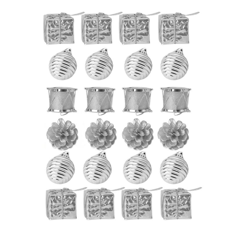 GENERICO - Set 24 Adornos Navideños Decoración Bambalinas 4cm Plateado