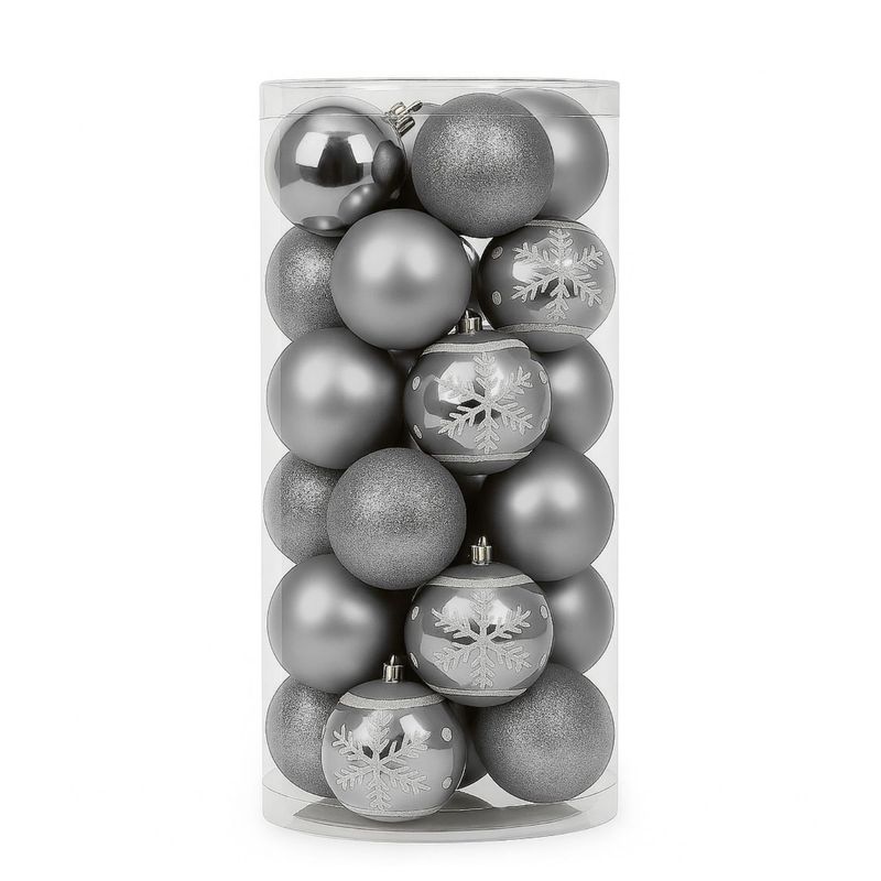 GENERICO - 24 Bambalinas Navideñas Adorno 6cm Plateado Decoración