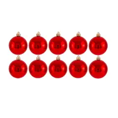 GENERICO - 10 Bambalinas Esferas 8cm Navideña Rojo Adorno Decoración