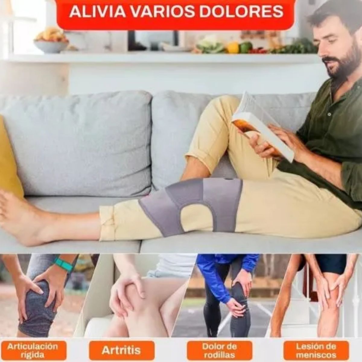 MOVI - Rodillera 3 en 1 Calefacción, Vibración y Masaje Dolores