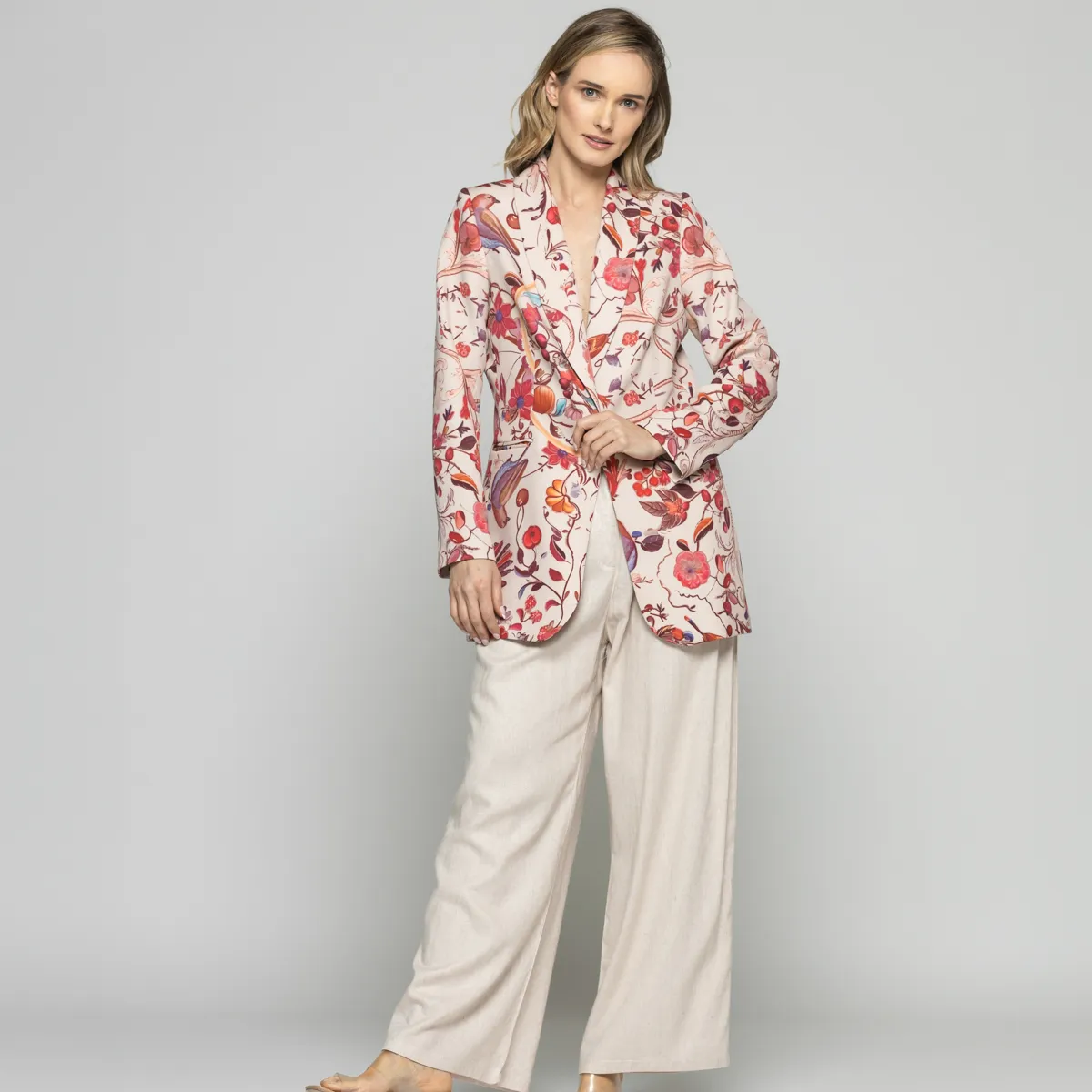 LUDOVICA - Blazer Mujer Heliconia Clásico Estampado Floral Multicolor Ludovica