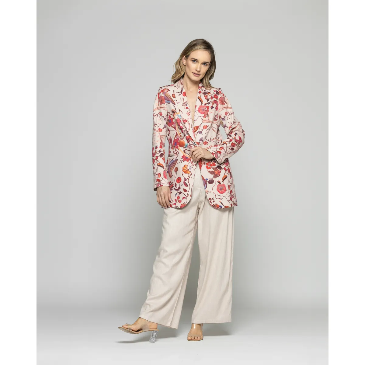 LUDOVICA - Blazer Mujer Heliconia Clásico Estampado Floral Multicolor Ludovica