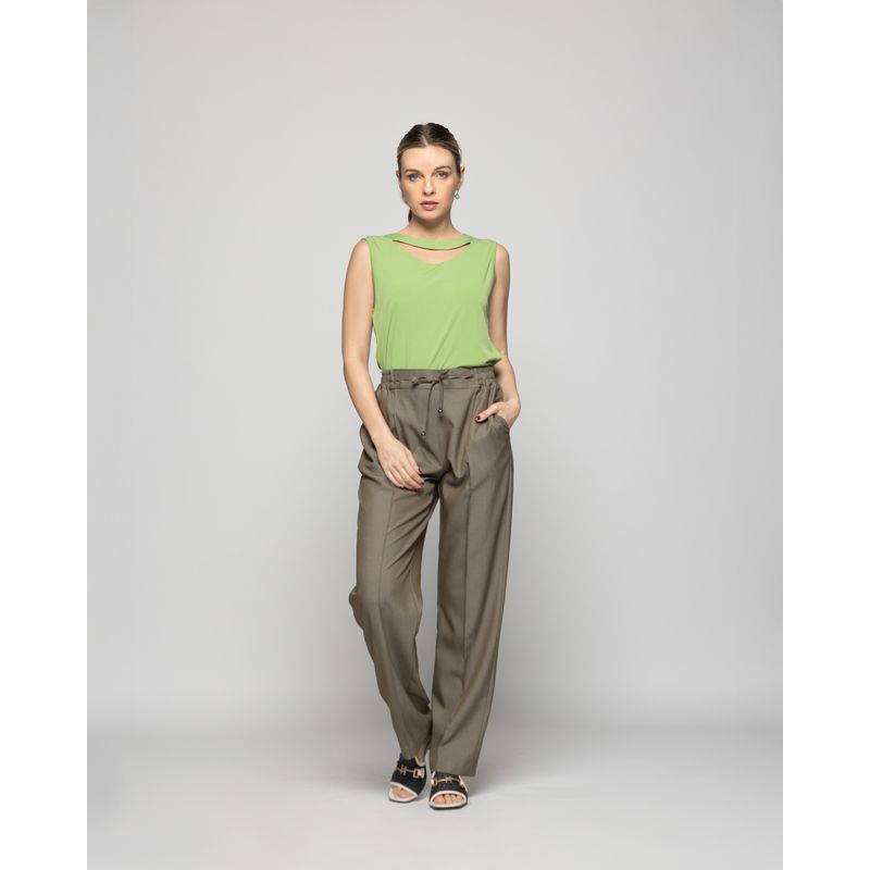 LUDOVICA - Polera Mujer Narciso Escote Medialuna Sin Mangas Verde Pistacho Ludovica