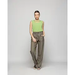 LUDOVICA - Polera Mujer Narciso Escote Medialuna Sin Mangas Verde Pistacho