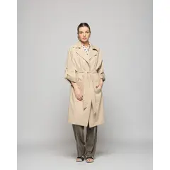 LUDOVICA - Trench Mujer Jazmín Largo Clásico Con Cinturón Beige
