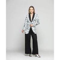 Blazer Mujer Lirio Clásico Estampado Botánico Negro