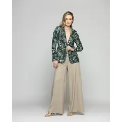 LUDOVICA - Blazer Mujer Magnolia Clásico Estampado Hojas Verde