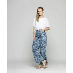 LUDOVICA - Blusa Mujer Bromelia Manga Globo Escote Redondo Blanca Crudo