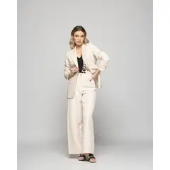 LUDOVICA - Blazer Mujer Magnolia Clásico Liso Blanco Crema