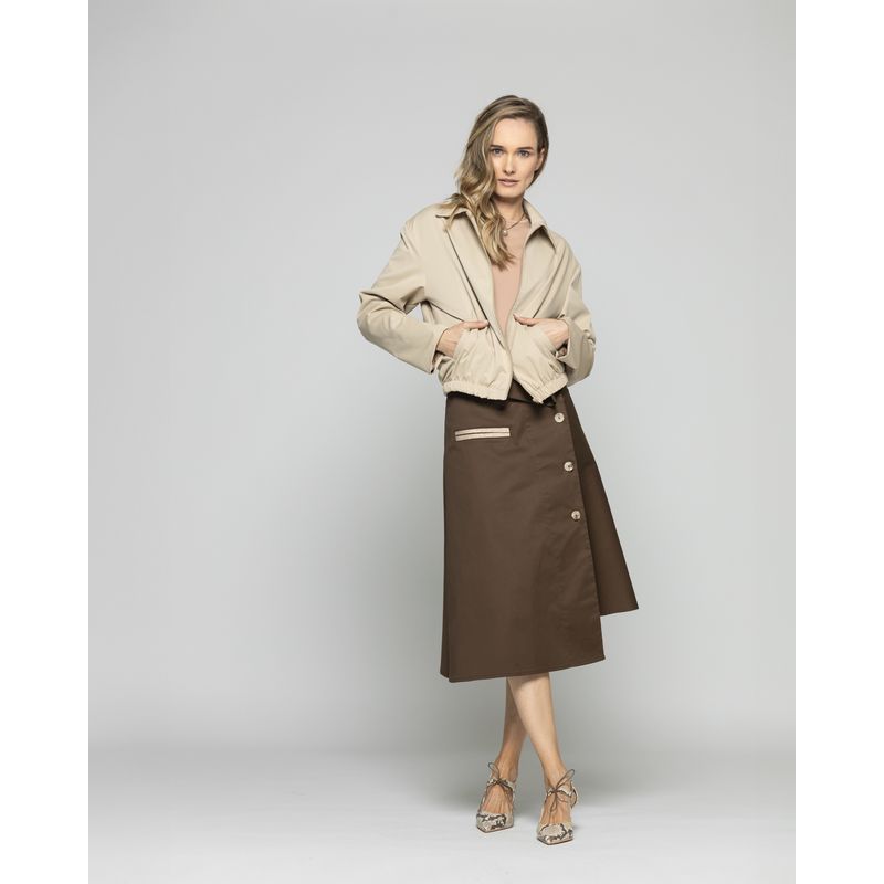 LUDOVICA - Chaqueta Mujer Hortensia Cazadora Bomber Beige