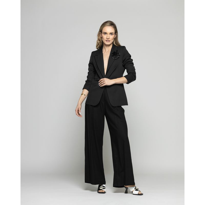 LUDOVICA - Blazer Mujer Lotus Clásico Con Flor Negro