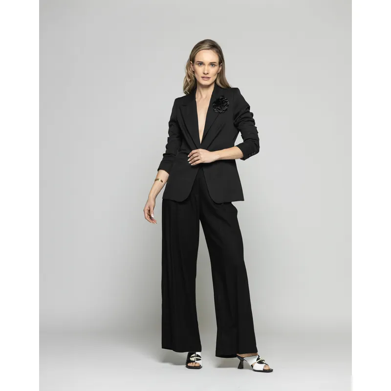 LUDOVICA - Blazer Mujer Lotus Clásico Con Flor Negro