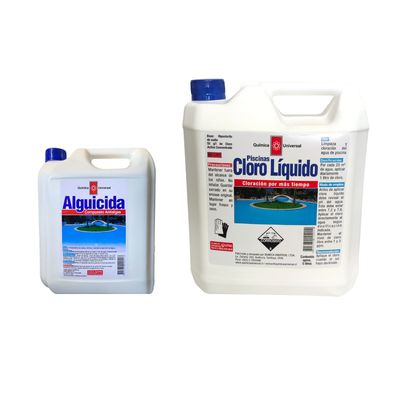 Imagen 2 del producto Kit Mantenimiento Piscina Cloro Liquido 5lt Baja pH Decantador y Alguicida 1lt