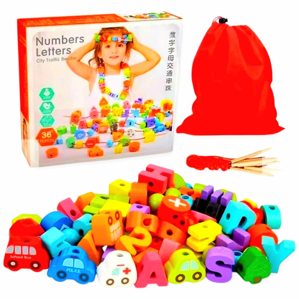 GENERICO - Juego De Aprendizaje Educativo Enhebrados 80 Piezas