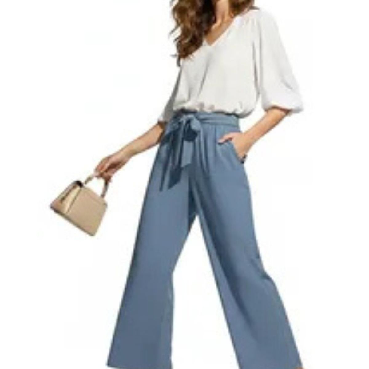 LOOK SHOP - Pantalón Palazzo Casual Sueltos. Pierna Ancha Recta. Verano 461