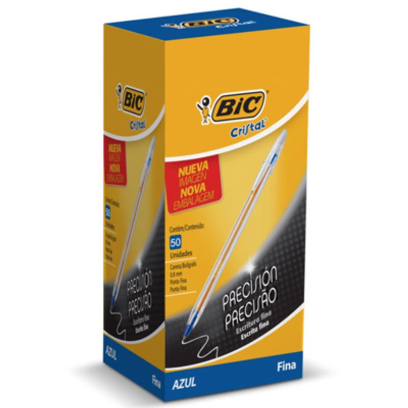 GENERICO - Bic Lápiz Pasta Punta Fina Cristal 50 Unidades- AZUL