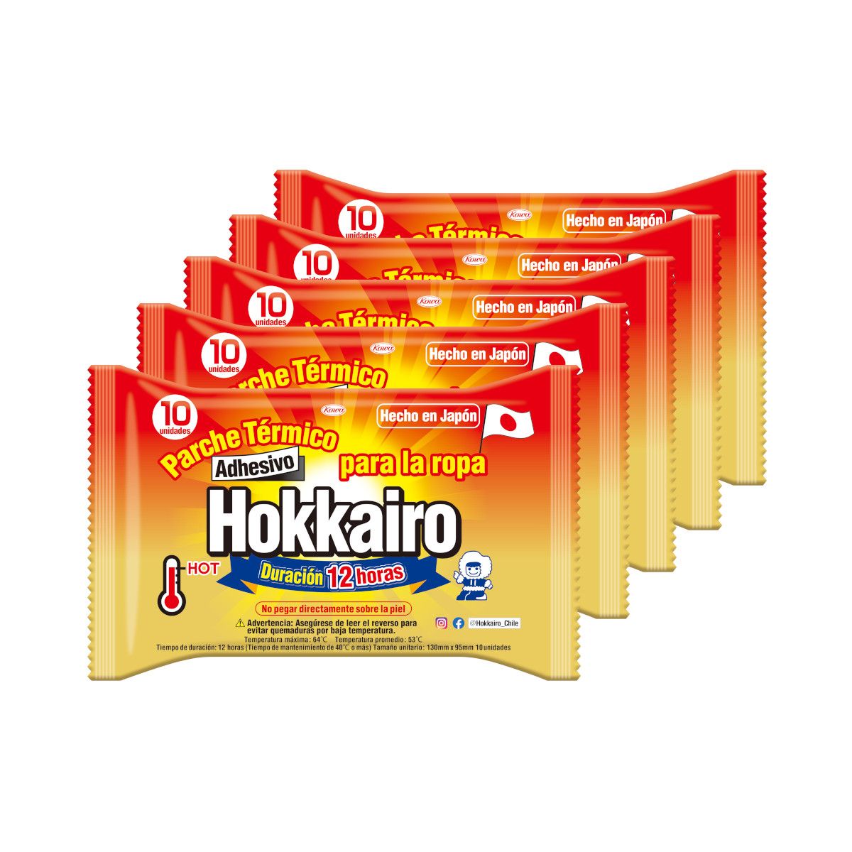 HOKKAIRO - Pack Promocional Hokkairo - 5 Packs (50un.) Parche Térmico