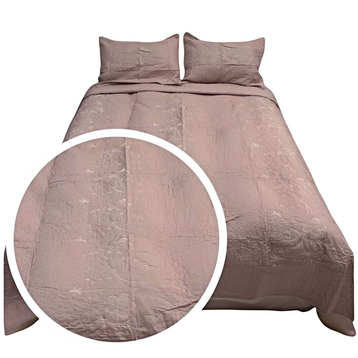 GENERICO - CUBRECAMA QUILT VERANO KING-SUPER KING BORDADO A10