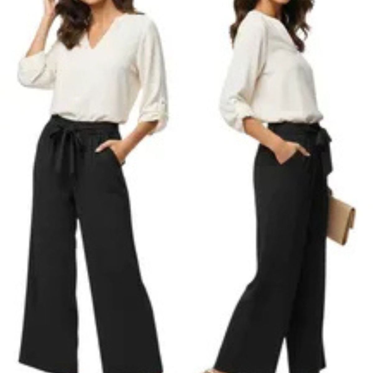 LOOK SHOP - Pantalón Palazzo Casual Sueltos. Pierna Ancha Recta. Verano 461